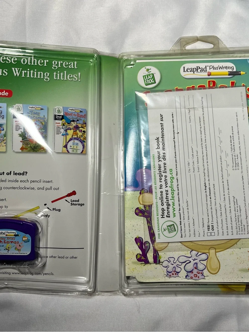 Vintage LeapFrog LeapPad Plus Writing Brainy Briny Math 1st Grade SpongeBob NEW
